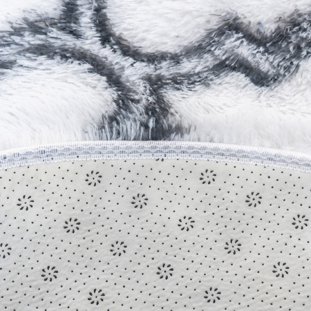 Dywan okrągły do salonu shaggy DECOR antypoślizgowy miękki puszysty 140x140 White Lantern