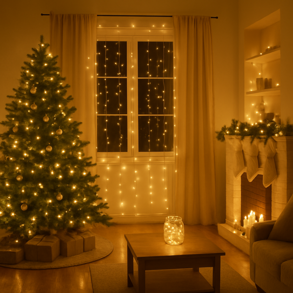 Lampki choinkowe 576 LED białe ciepłe wewnętrzne zewnętrzne 7m Timer IP44, biały