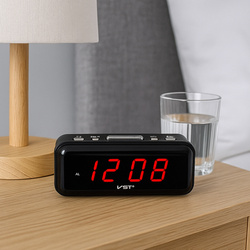 Budzik zegar elektroniczny cyfrowy LED 24h głośny alarm, czarny