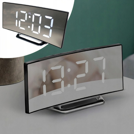 Zegar Elektroniczny Cyfrowy LED Zegarek Elektroniczny Budzik z Termometrem, biały