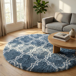 Dywan okrągły Shaggy Decor 140x140 cm, srebrny - pluszowy, miękki do salonu i sypialni