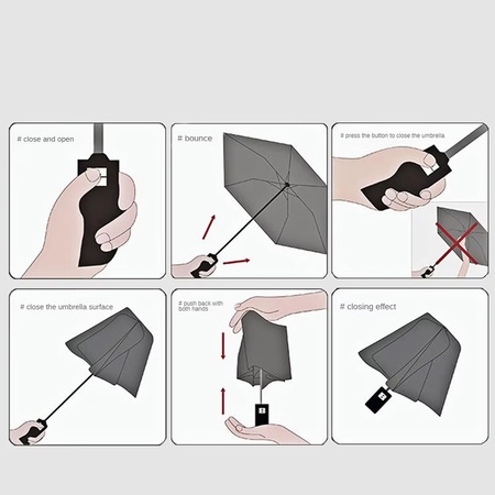 Parasol automatyczny winylowy AU20 - Black-Silver