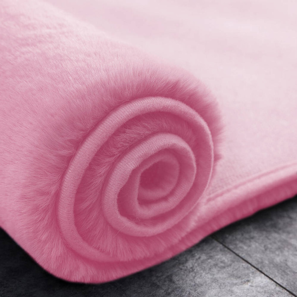 Dywan okrągły Rabbit 180x180 cm, różowy - pluszowy, miękki do salonu i sypialni
