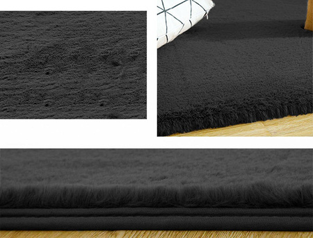 Dywan Rabbit futro królika antypoślizgowy nowoczesny miękki 100x150, szary