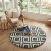 Dywan okrągły do salonu shaggy DECOR antypoślizgowy miękki puszysty 140x140 Black Cube