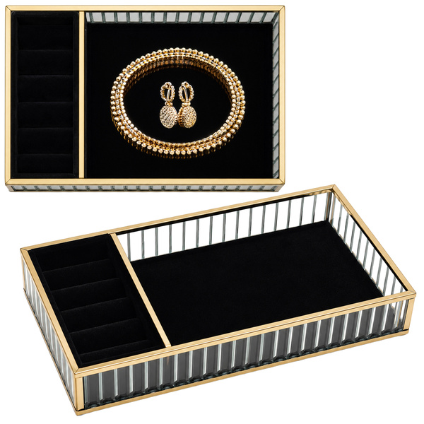 Szklana szkatułka na biżuterię 26x13x4cm 4A Black