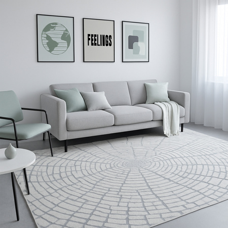 Dywan 140x200 do salonu pętelkowy duży japandi nowoczesny ciężki gruby POLO - Star (Szary)