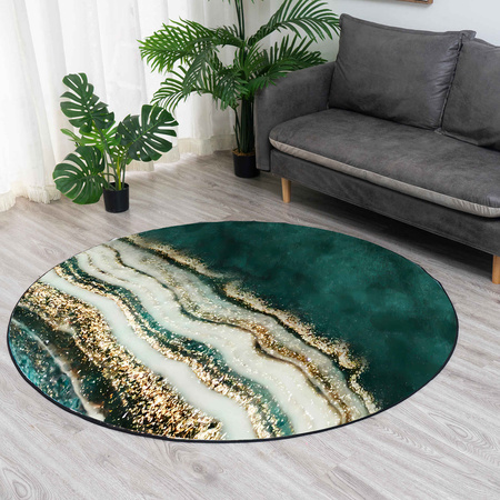 Dywan okrągły NOVO Strado nowoczesny do salonu marmurowy wzór velvet ZłotyBrzeg 100x100 cm