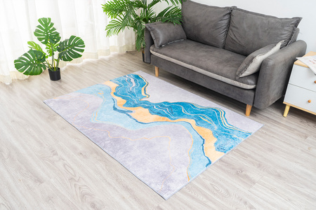 Dywan NOVO Strado nowoczesny do salonu marmurowy wzór velvet Złoty Szlak 120x170 cm