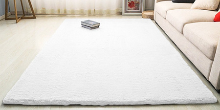 Dywan Rabbit futro królika antypoślizgowy nowoczesny pluszowy 60x120, biały