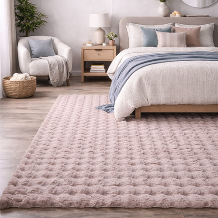 Dywan Rabbit Bubble 80x150 cm - miękki puszysty dywan do salonu i sypialni - różowy