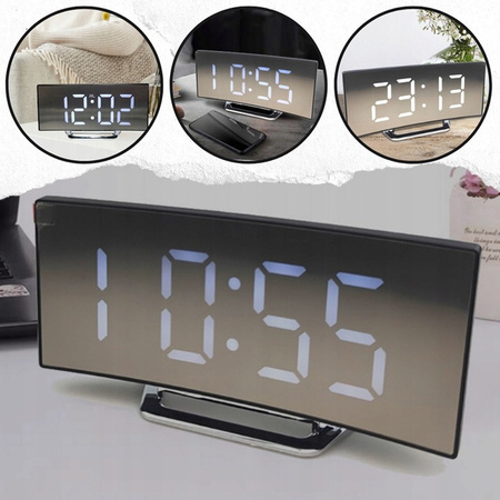 Zegar Elektroniczny Cyfrowy LED Zegarek Elektroniczny Budzik z Termometrem, biały