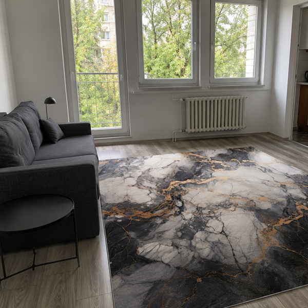 Dywan do salonu 200x300 NOVO Czarny Marmur  NOVO antypoślizgowy miękki