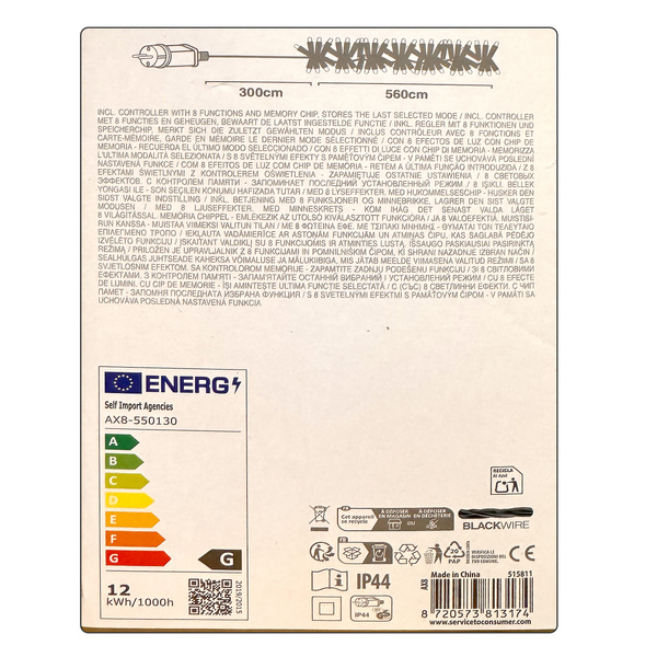 Lampki choinkowe 768 LED białe ciepłe wewnętrzne / zewnętrzne 8,6m Timer 8F, biały