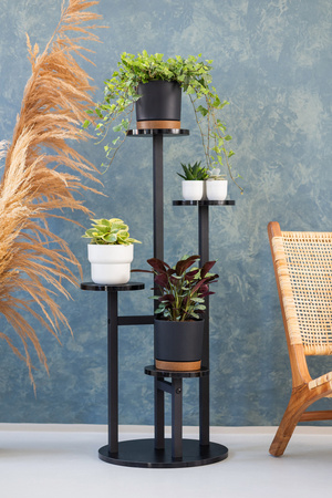 KWIETNIK FINO stojak metalowy na kwiaty rośliny na donice 4 poziomy 100 cm, czarny