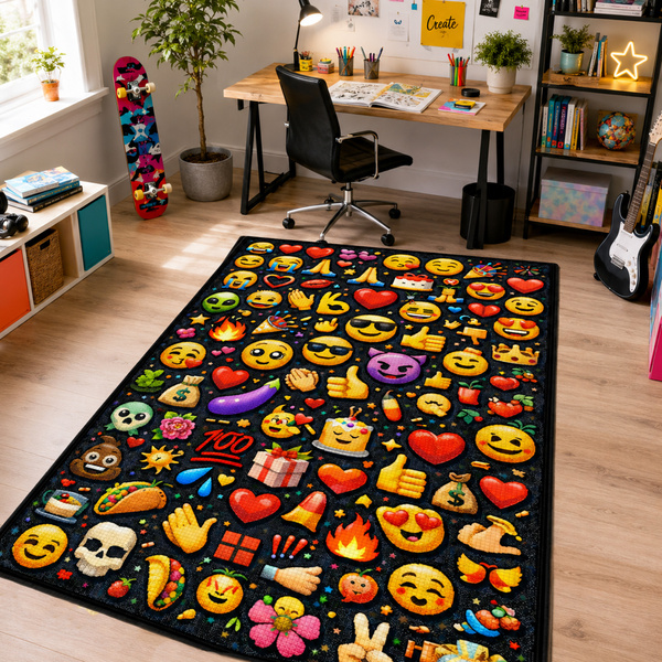 Dywan gamingowy 140x200 dla gracza mata pod fotel antypoślizgowy Emoji 3D