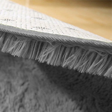 Dywan okrągły Shaggy antypoślizgowy do salonu miękki pluszowy 200x200 XXL, ciemnosrebrny