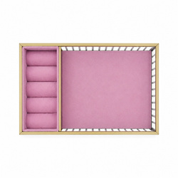 Szklana szkatułka na biżuterię 26x13x4cm organizer pudełko welurowa różowa