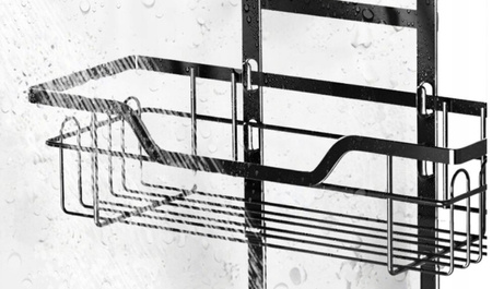 Półka pod prysznic wisząca łazienkowa zawieszana metalowa na szybę, czarna