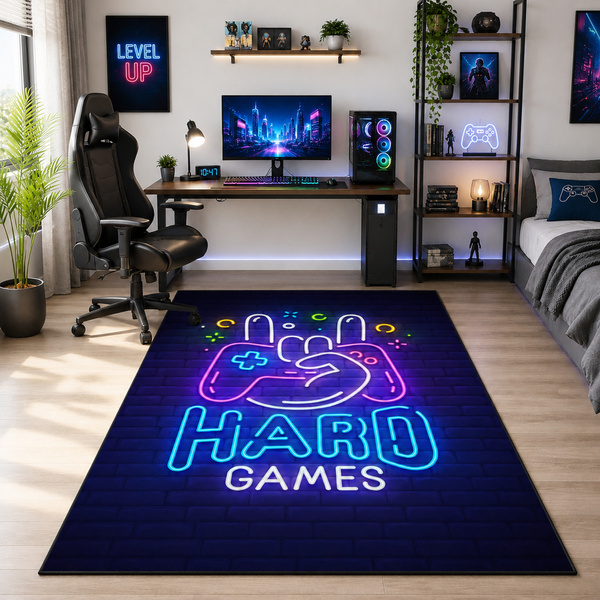 Dywan gamingowy 120x160 dla gracza mata pod fotel antypoślizgowy Hard Games