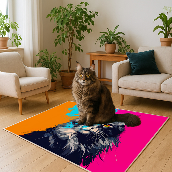 Dywan gamingowy 3D Main Coon 100x150 cm - nowoczesny wzór 3D do pokoju gracza