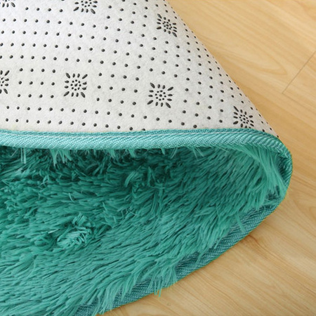 Dywan okrągły Shaggy antypoślizgowy nowoczesny salon miękki pluszowy 80x80, niebieski