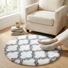 Dywan okrągły do salonu shaggy DECOR antypoślizgowy miękki puszysty 140x140 White Lantern