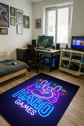 Dywan gamingowy 3D HardGames 140x200 cm - nowoczesny wzór 3D do pokoju gracza