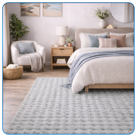 Dywan Rabbit Bubble 80x150 cm - miękki puszysty dywan do salonu i sypialni - srebrny