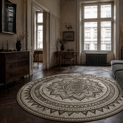 Dywan okrągły Mandala do salonu 100x100 orientalny NOVO antypoślizgowy