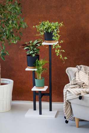 Kwietnik PEAK stojący metalowy stojak na kwiaty rośliny regał 83,5cm, biały