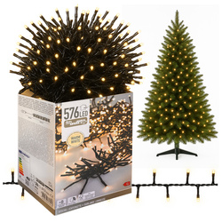 Lampki choinkowe 576 LED białe ciepłe wewnętrzne zewnętrzne 7m Timer IP44, biały