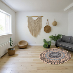 NOVO Strado round rug modern beige torte pattern for living room Aztec 200x200 cm