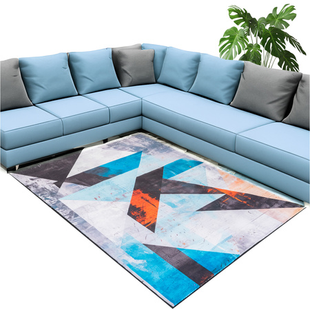 Dywan NOVO Strado nowoczesny do salonu marmurowy wzór velvet Nowoczesne Trójkty 140x200 cm