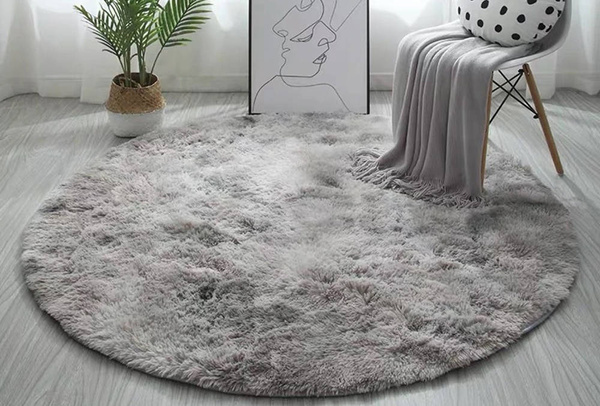 Shaggy Ombre Strado Round Carpet 300x300 OmbreSilver (Light Gray)