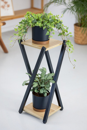 Kwietnik stojący metalowy stojak na kwiaty rośliny loft 2 poziomy Nexus