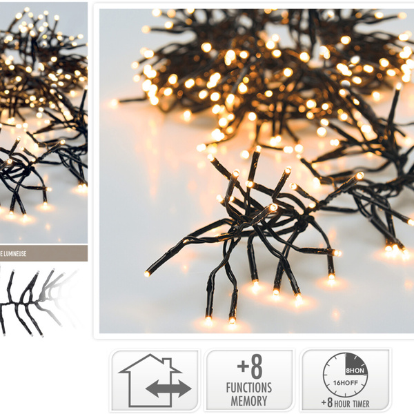 Lampki choinkowe 576 LED białe ciepłe wewnętrzne zewnętrzne 7m Timer IP44, biały