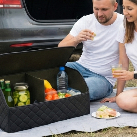 Składany DUŻY organizer do bagażnika auta pikowany kuferek pojemnik torba