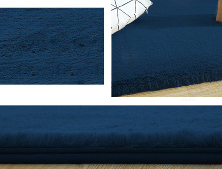 Dywan Rabbit futro królika antypoślizgowy nowoczesny miękki 100x150, granatowy