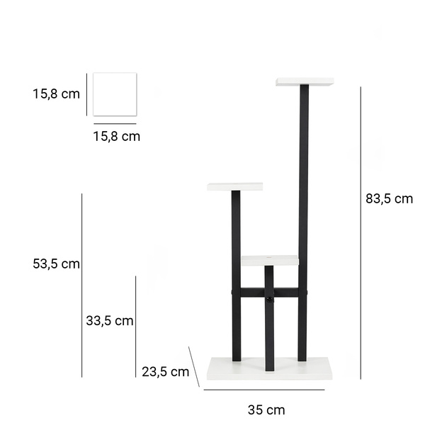 Kwietnik Peak stojący metalowy stojak na kwiaty rośliny regał 83,5cm, biały
