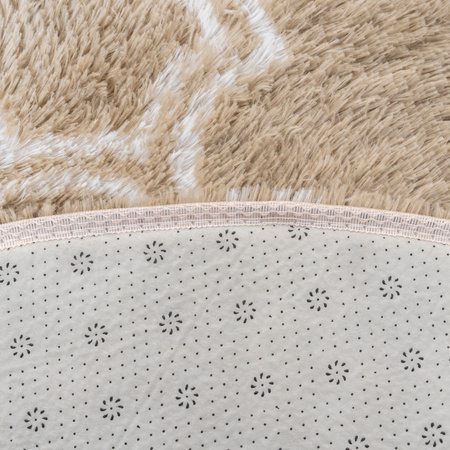 Dywan okrągły do salonu shaggy DECOR antypoślizgowy miękki puszysty 120x120 Khaki Lantern