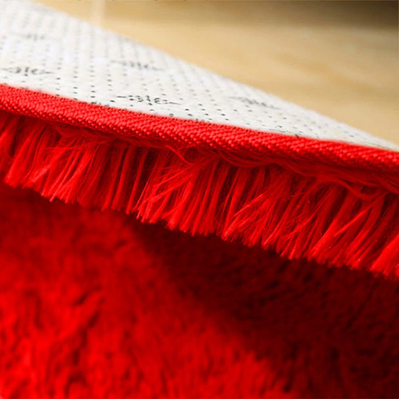 Dywan Shaggy antypoślizgowy nowoczesny salon miękki pluszowy 180x180, czerwony