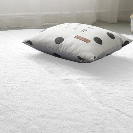 Dywan Okrągły Rabbit futro królika antypoślizgowy puszysty 150x150, biały