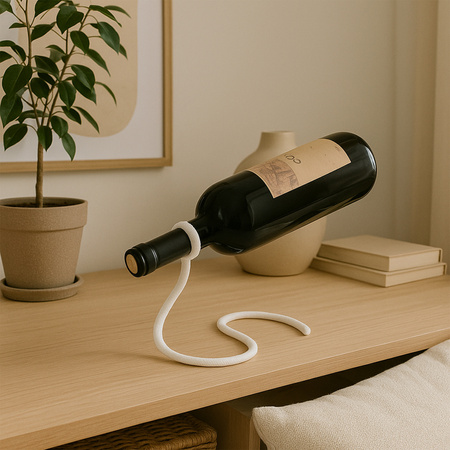 Stojak półka uchwyt na wino alkohol butelkę magiczny sznurek lasso, biały