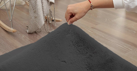 Dywan Okrągły Rabbit futro królika antypoślizgowy puszysty 110x110, szary