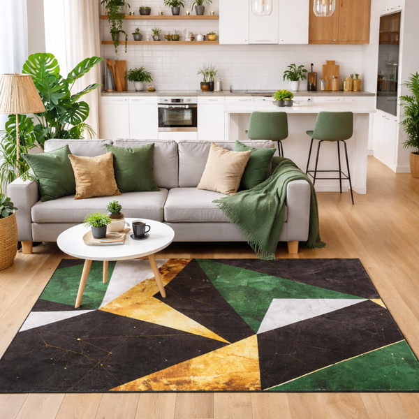Dywan Novo 140x200 cm - Zielony Marmur - miękki do salonu i sypialni
