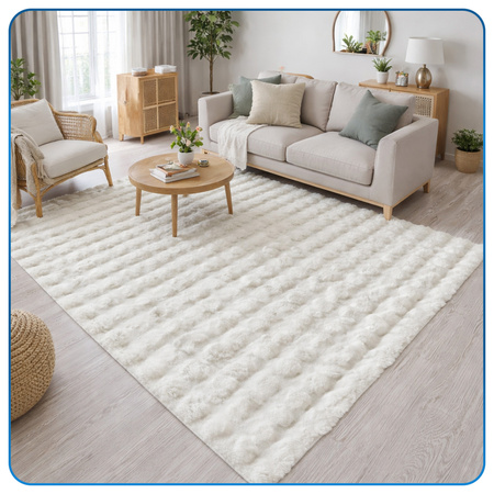 Dywan Rabbit Bubble 120x170 cm - miękki puszysty dywan do salonu i sypialni - biały