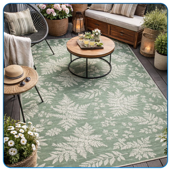 Dywan zewnętrzny Flora 160x220 cm - wodoodporny na taras, balkon i do ogrodu
