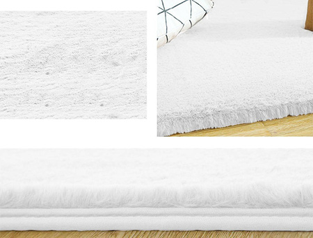 Dywan Rabbit futro królika antypoślizgowy nowoczesny pluszowy 80x150, biały