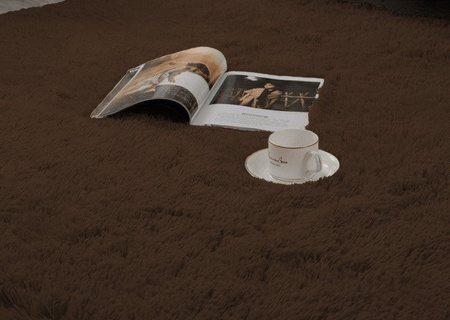 Dywan Shaggy antypoślizgowy nowoczesny salon miękki puszysty 180x260, ciemnobrązowy